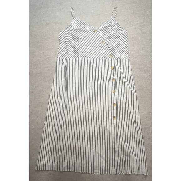 Maurices XL Striped Cotton Faux Wrap Midi Dress Coastal Boho Summer - Picture 1 of 9